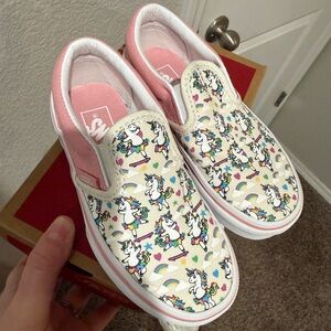 Vans Kids Unicorn Slip-On Sneakers - Pink and White